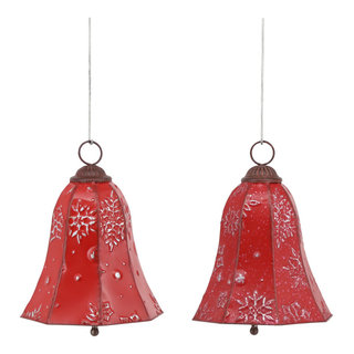 Melrose International Red Metal Bell Ornament (Set of 2) main image 0
