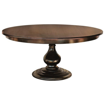 Foles Round Pedestal Table, Brown Maple, Rich Cherry Stain, 54" 2 Middle Leaves