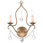 Livex Lighting - Chesterfield Wall Sconce, Antique Gold Leaf - Simple elegance adorns the Chesterfield collection as strings of clear crystal gently cascade from a graceful frame of small scale tubing finished in antique gold leaf.