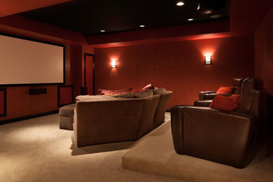 Inspiration for a timeless home theater remodel in Other