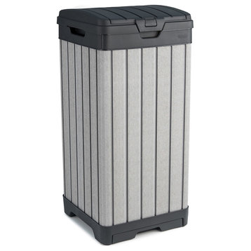 Keter Rockford Duotech Outdoor Plastic Resin Trash Can, Gray