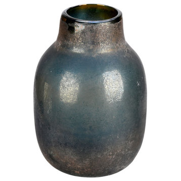 13" Slate Gray Round Glass Vase, 13"