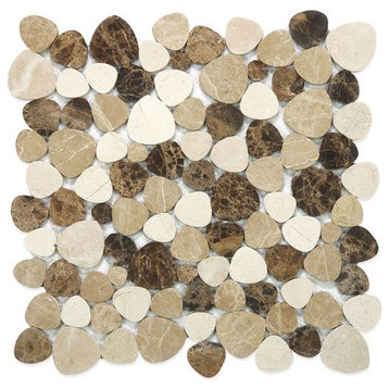 Marble Pebbles Mosaics Heart Shape Tile for Floor Wall and more, Amber