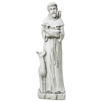 36.25" MGO St. Francis Garden Statue Feeds Animals