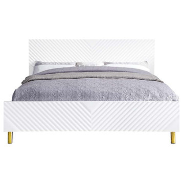 Acme Gaines Queen Bed White High Gloss Finish