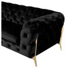 3 Piece Sofa Set, Gold Luxe Hollywood Regency Sofa Set, Tufted Fabric, Black