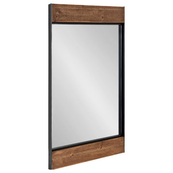Kincaid Wood and Metal Framed Wall Mirror, Rustic Brown/Black 20x36