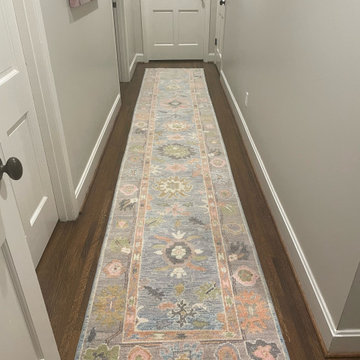 Hallway design updated and inspired by Oushak Runner Rug!