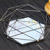 Mirrored Hexagon Vanity Tray Deco Iron Web Large