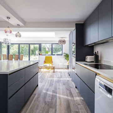 Elegant Modern Blue & White Kitchen in Headington