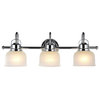Ironclad 3-Light Chrome Vanity Fixture White Frosted Prismatic Glass