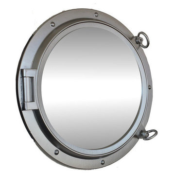 Porthole Mirror, Silver Finish, 24''