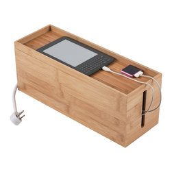 Great Useful Stuff - Space-Saving Bamboo Cord Cubby - Cable Management