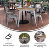 Declan Commercial Indoor/Outdoor Dining Table with Umbrella Hole, 30" x 60", Brown/Silver