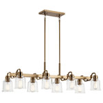 Kichler - Aivian 8-Light Industrial Chandelier in Weathered Brass - The Aivianâ„¢ 42" 8 linear light chandelier scoffs at clichÃ©s with its industrial-style arms in an upscale Weathered Brass finish. Its angled knurled detail is a welcome surprise. When vintage bulbs are used, this piece really comes into its own. It&#39;s both refined and edgy, making it truly one of a kind.  This light requires 8 , 75.0 W Watt Bulbs (Not Included) UL Certified.