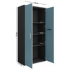 Eiffel Storage Cabinet, Matte Black and Aqua Blue, 2-Piece Set