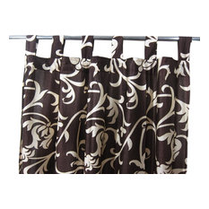 Mogul Interior - Sari Curtains Designer Printed Tab Top Saree Drapes Window Panels- Pair, 48"x96" - Curtains