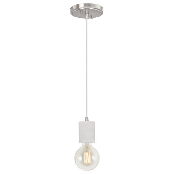 61101-11 Adjustable 1-Light Hanging Mini Pendant Ceiling Light, White Marble