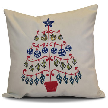 Decorative Holiday Pillow Geometric Print, Pink, 16"x16"