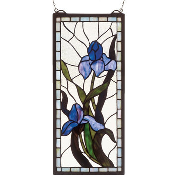 Meyda Home Decorative 9"W x 20"H Iris Stained Window Glass