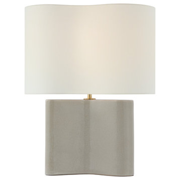 Mishca Medium Table Lamp in Shellish Gray with Linen Shade