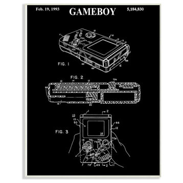 Patent Gameboy Game Chart Black And White Design, 12"x18"