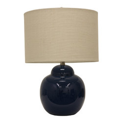 Decor Therapy - Decor Therapy 1-Light Ceramic Table Lamp, Indigo - Table Lamps