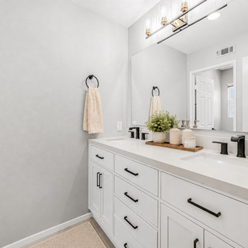 Bright Double Vanity with Modern Lighting