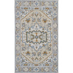 Company C - Hardwick Rug, 3x5' - Our traditional Hardwick design in a fresh palette of soft gray, blue, and yellow adds warmth and beauty to your room design. Hand-tufted with a thick wool yarn, loop pile and dyed to add a watercolor effect so friends and family can spend countless hours lounging and relaxing.