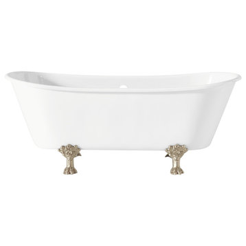 Cheviot Products Winchester Cast Iron Bathtub, White, Polished Nickel