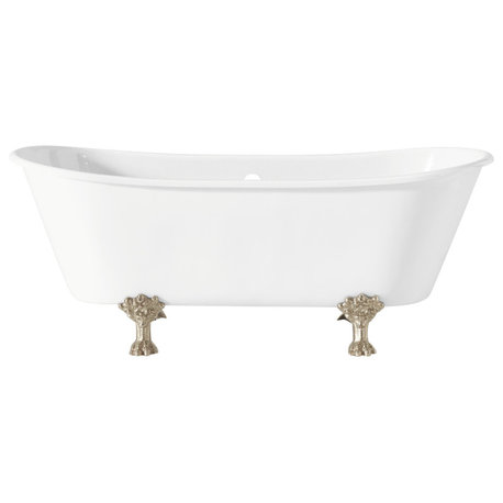 Cheviot Products Winchester Cast Iron Bathtub, White, Polished Nickel