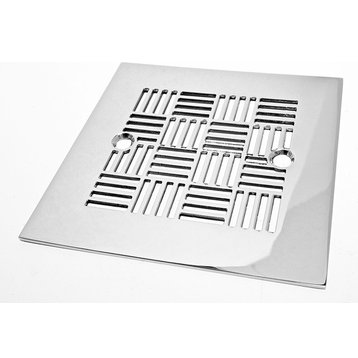 Shower Drain Cover,  4.25 Inch Square, Geometric No. 6 Design by Designer Drains, Brushed Stainless Steel/Nickel