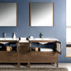 Torino 84" Walnut Brown Double Sink Vanity w/ Side Cabine Isarus Chrome Faucet