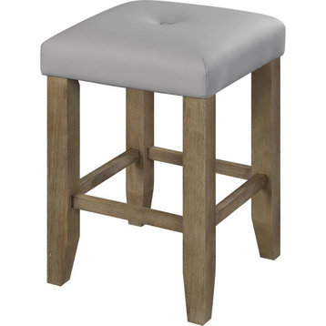 ACME Charnell Faux Leather Counter Height Stool in Gray and Oak Set of 2