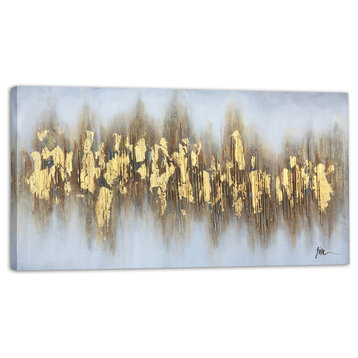 "Beaming Gold Flakes" Hand Painted Canvas Art