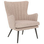 OSP Home Furnishings - Jenson Accent Chair With Cappuccino Fabric and Gray Legs - Make a sophisticated, Mid-Century Modern, statement with our Jenson Accent Chair. Elegant vertical channel tufting, contoured high back, open-angled arms and a tall tapered leg design, offer a refined, tailored stance. A perfect pairing for a casual family room vibe yet urban enough for a more industrial loft appeal. Create your own contemporary style with our trending colors in easy care 100% Polyester fabric. Quick and easy delivery, and simple, bolt on leg assembly offers instant gratification.