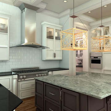 Farmhouse kitchen featuring a ZLINE KN Stainless Steel Glass Wall Range Hood