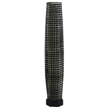 Up Light 1 Light Floor Lamp, Woven Black