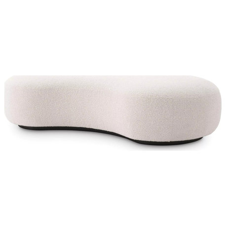 Boucle Cream Curve Bench | Eichholtz Bjorn