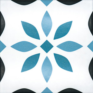 Vigo 10 x 10 Ceramic Tile for Floor/Wall in Blue-Green and Black
