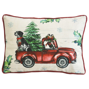 Trucking Tree and Dog Pillow