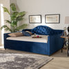 Luanna Royal Blue Velvet Fabric Upholstered and Button Tufted Full Daybed