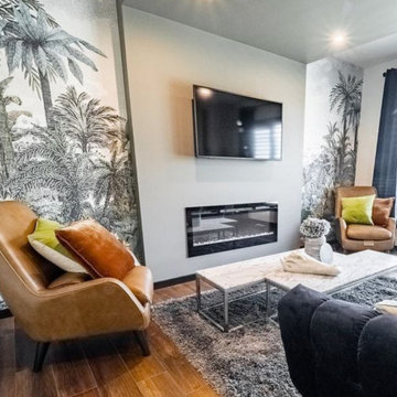 Jungle mural in living room