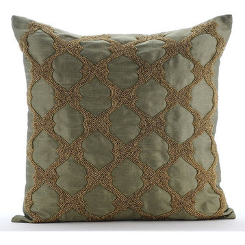Tarnished Gold, Green Art Silk 16"x16" Pillow Covers