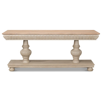 Hugo Console Table With Storage Stone Gray With Natural Top