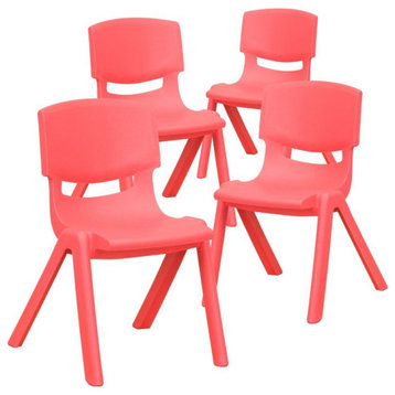 Flash Furniture 12" Plastic Stackable Preschool Chair in Red (Set of 4)