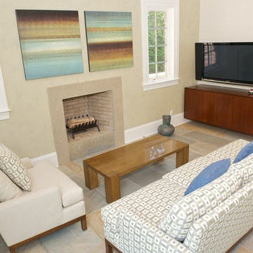 Greenwich CT Bamboo Coffee Table and TV Credenza