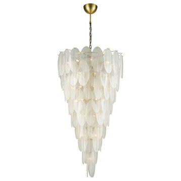 White Finish Chandelier - 4-Light Luxe-Glam Style Chandelier Made Of