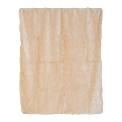 Lavish Home Beige Luxury Long Haired Faux Fur Throw - Blankets