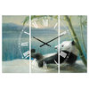 Panda After A Long Day Farmhouse 3 Panels Metal Clock